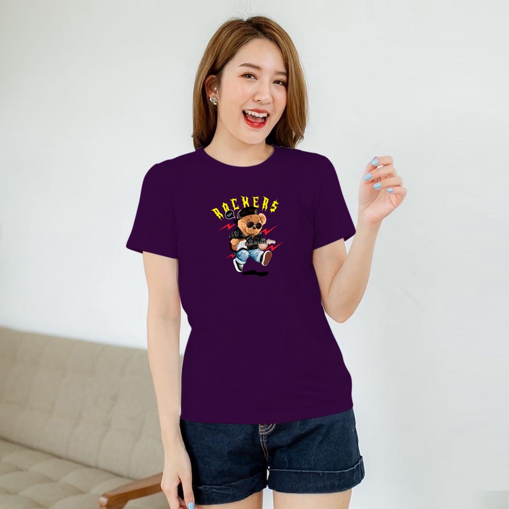 ISANNY SIZE.S M L XL XXL 2209-00036 BEAR ROCKER / KAOS OBLONG / KAOS CEWEK / ATASAN WANITA / READY STOCK