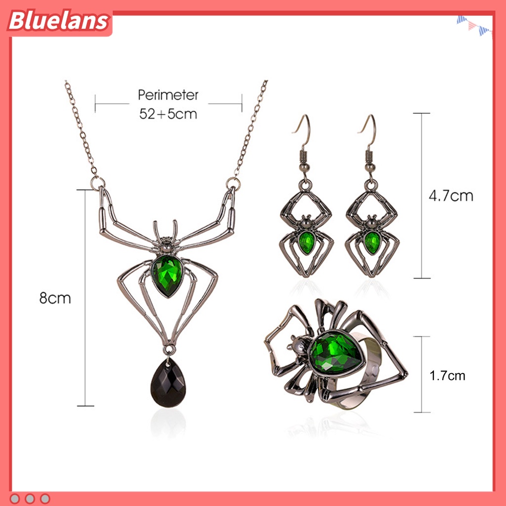 Bluelans Kalung Dan Anting Bentuk Laba-Laba Bahan Alloy Untuk Wanita