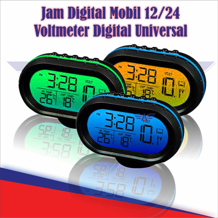 Jam Digital Mobil 12/24 Voltmeter Digital Universal