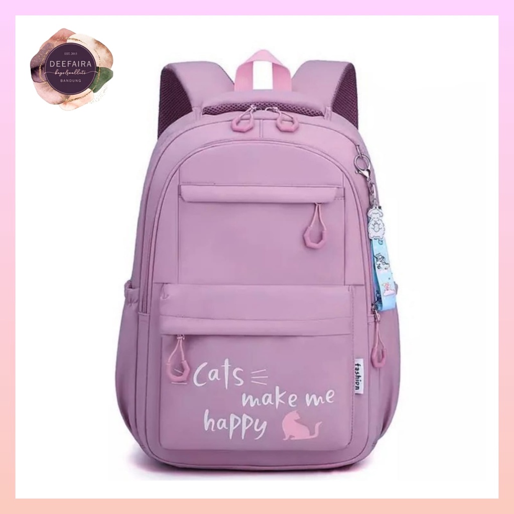 Tas Ransel Anak Perempuan Model Cats Happy Ko1 Tas Sekolah Khusus Untuk Anak SD SMP Dan SMA