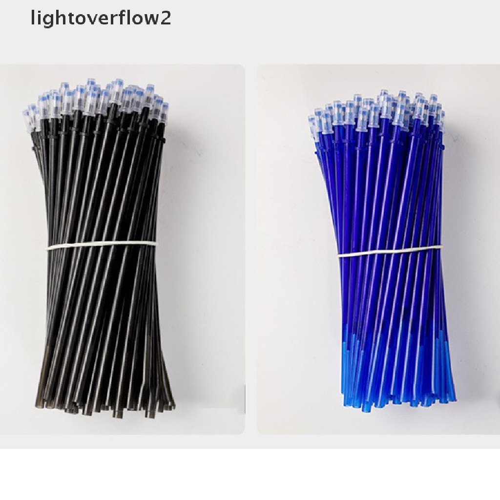 (lightoverflow2) 100pcs / Set Refill Pulpen Gel 0.5mm Tinta Biru / Hitam