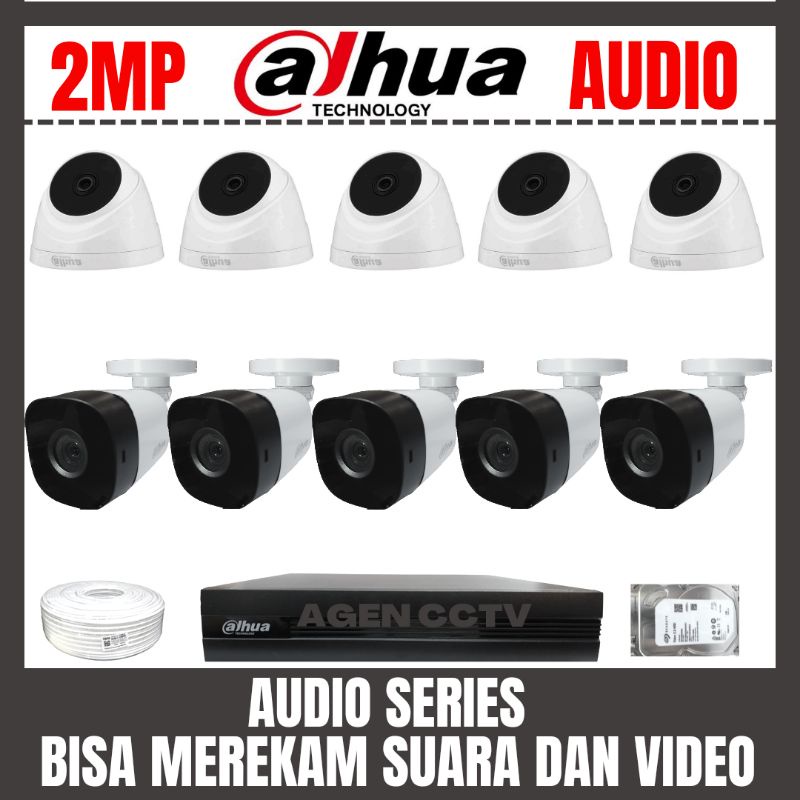 PAKET CCTV DAHUA 2MP 16 CHANNEL 10 KAMERA AUDIO SERIES BISA MEREKAM SUARA DAN VIDEO