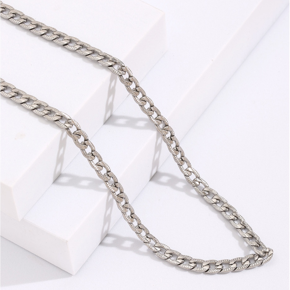 Kalung Rantai Bahan stainless steel Warna silver Untuk Pria