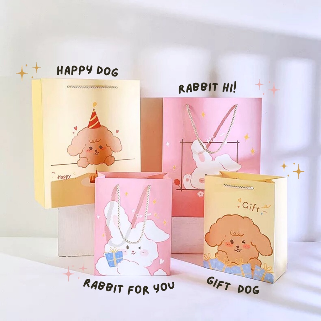 

Paper Bag Cartoon Rabbit Dog / Tas Goodie Bag Hadiah Ulang Tahun Lucu (M)