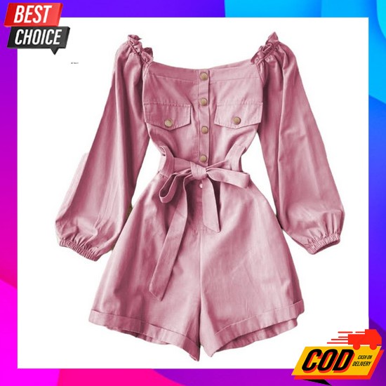 Baju Fashion Jumpsuit Playsuit Overal Celana Monyet Panjang Ootd Hijab Baju Jumpsuit Wanita Terbaru/