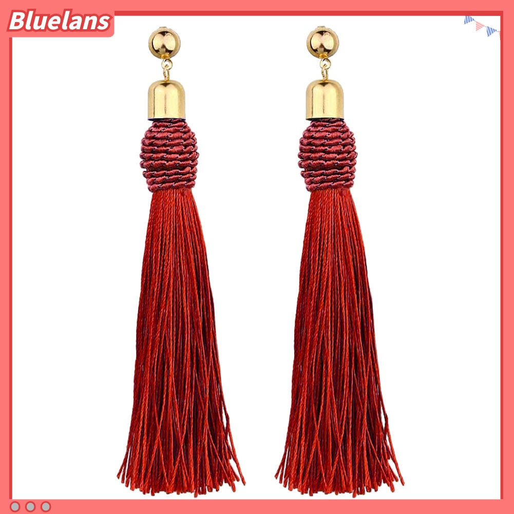 Bluelans Bohemian Wedding Tassel Ear Studs Long Dangle Earrings Bridal Bridesmaid Jewelry