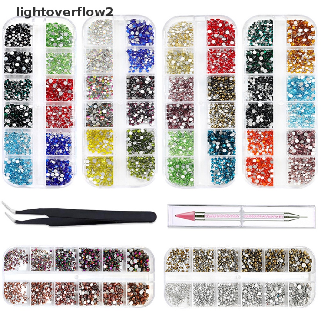 (lightoverflow2) Pinset Kristal / Berlian Imitasi 6 Ukuran Untuk Nail Art DIY (ID)