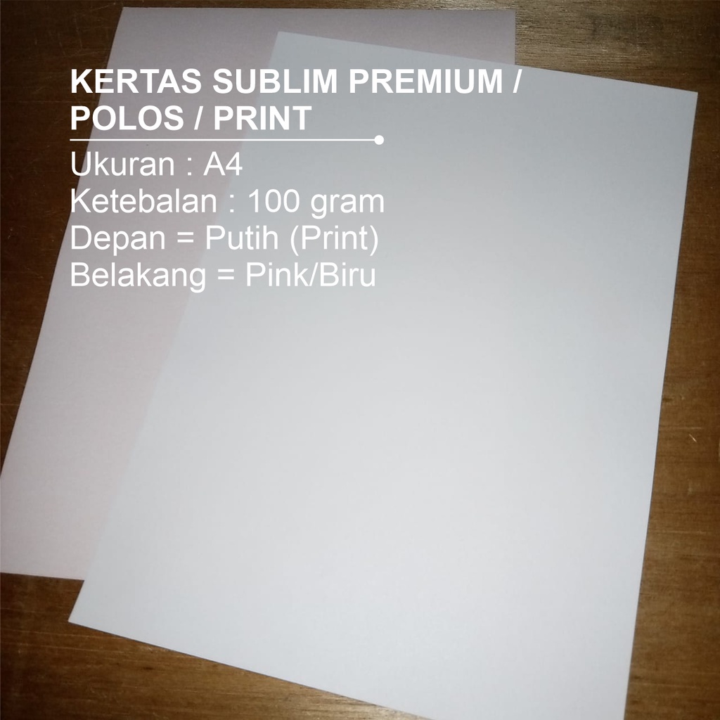 

Kertas Sublim Kualitas Premium - Polos / Print - Sublime - Sublimation - Kertas Transfer - 100 gram