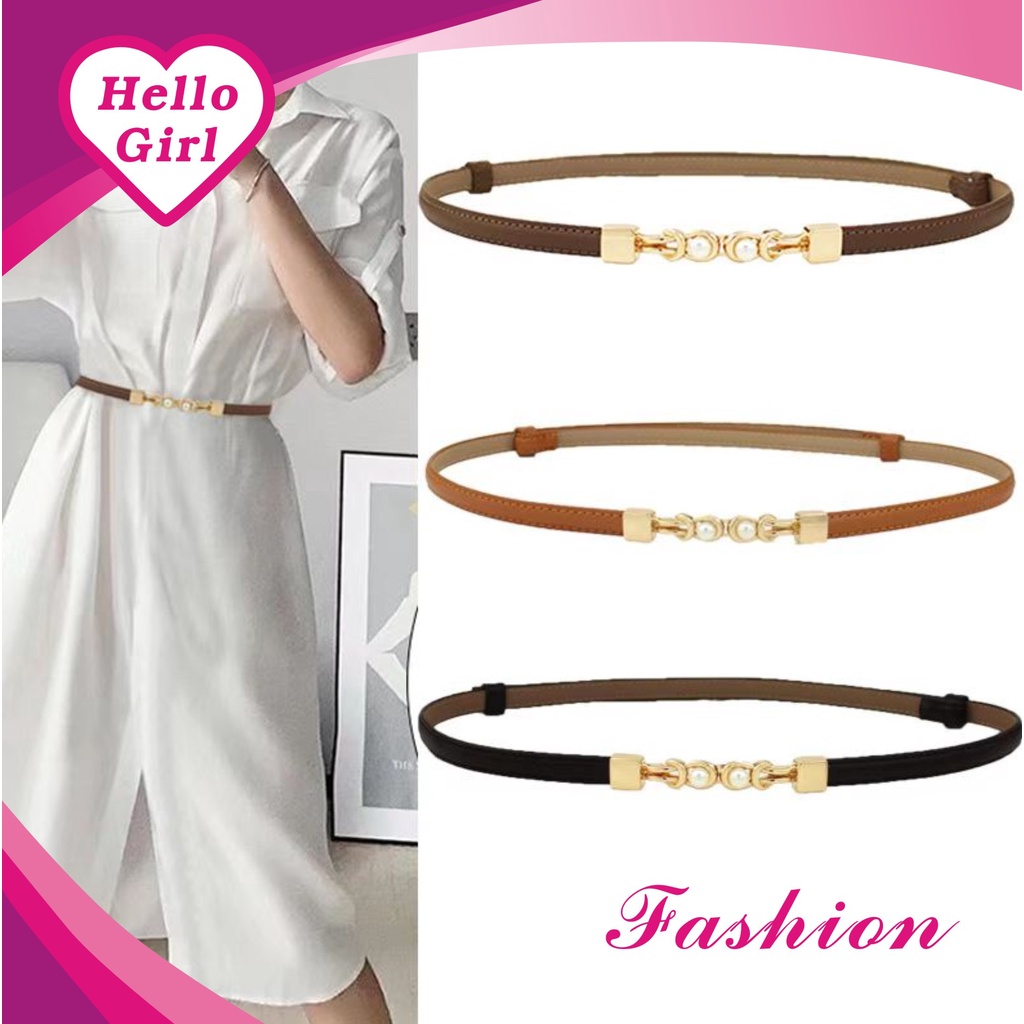 (Hello Girl) YD2 Ikat Pinggang Wanita Polos Thin Belt Korea Import