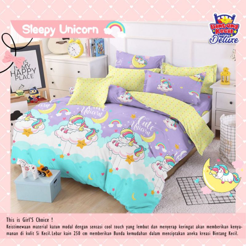 Sprei Homemade Bahan Katun CVC Premium Motif Spleepy Unicorn