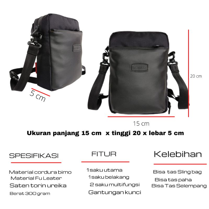 Tas Paha Selempang pria premium Anti Air warna hitam labbio MAX R1