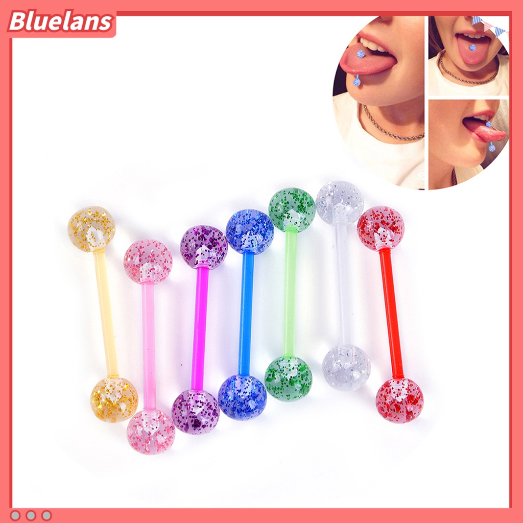 Bluelans 8Pcs Unisex Sequin Nipple Tongue Bars Barbells Rings Body Piercing Stud Jewelry