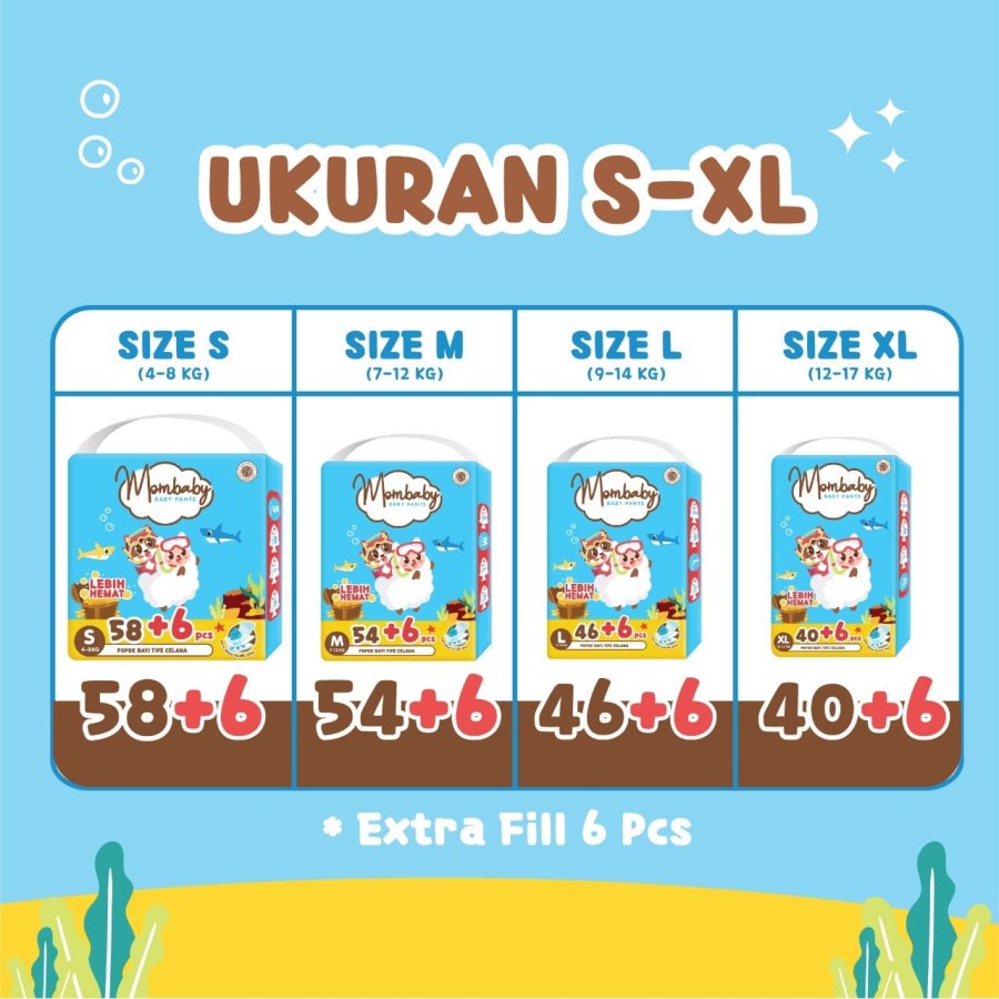 Mombaby S54+6 M50+6 L42+6 XL36+6 XXL32+6