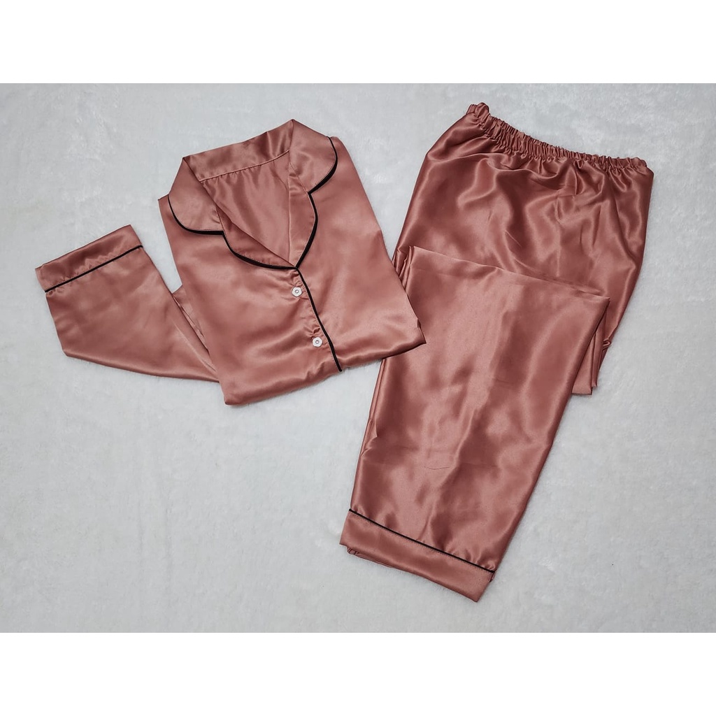 BAJU TIDUR CEWEK SATIN VELVET TANGAN PANJANG / PIYAMA WANITA SATIN VELVET / BAJU TIDUR SATIN MURAH