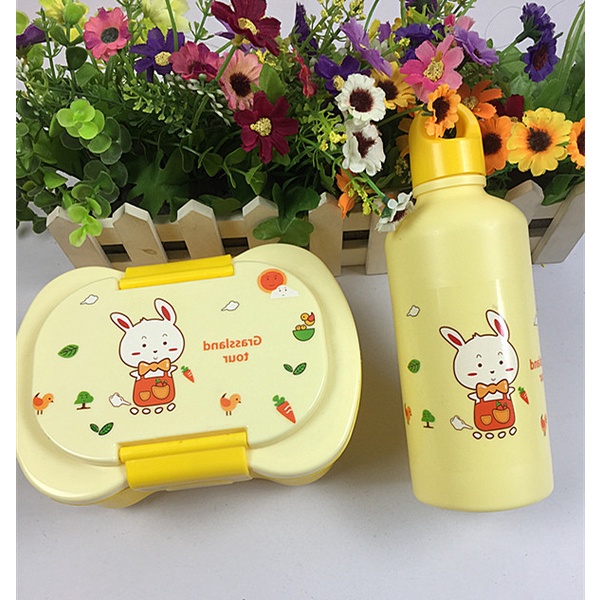 SB168 Lunch Box Set Anak  Kotak Bekal Makan &amp; Minum Set Motif Kartun