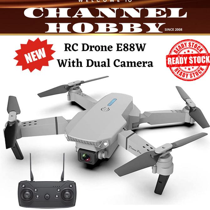 [ Promo ] E88W Rc Drone With Dual Camera Atas Bawah / Rc Drone 2 Kamera - Drone Kamera Dan Aksesoris
