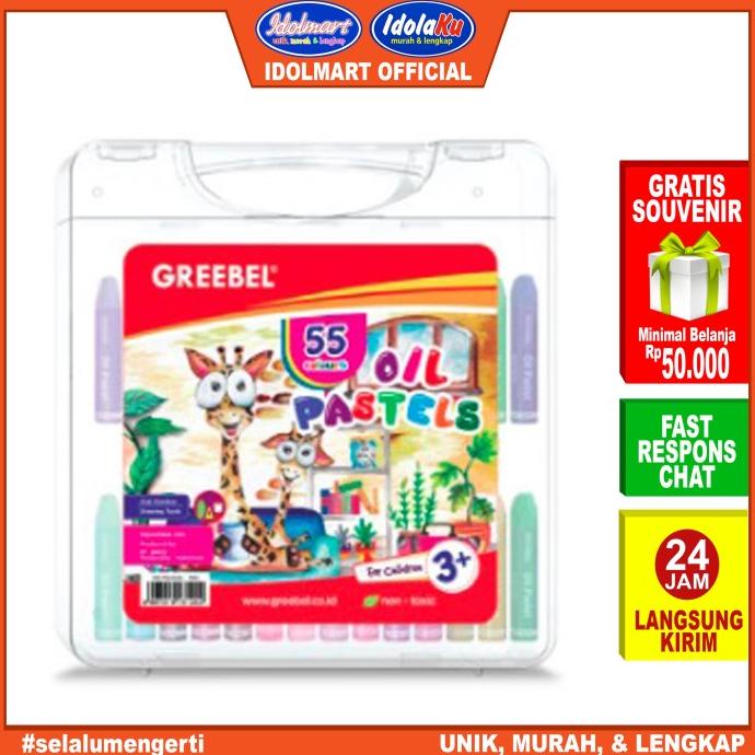 

IDOLMART GREEBEL Crayon/Krayon Kids Oil Pastel 55 Warna Non COD