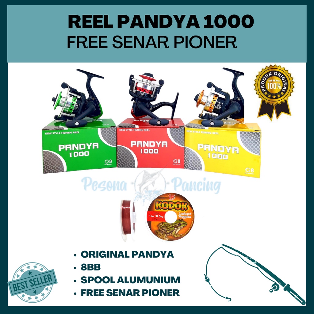 Reel Pancing PANDYA 1000 8BB SPOOL BESI FREE SENAR PIONER PESONA PANCING