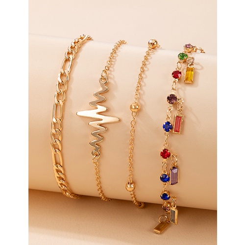 LRC Gelang Kaki Fashion Gold Alloy Tassel With Diamond W77205