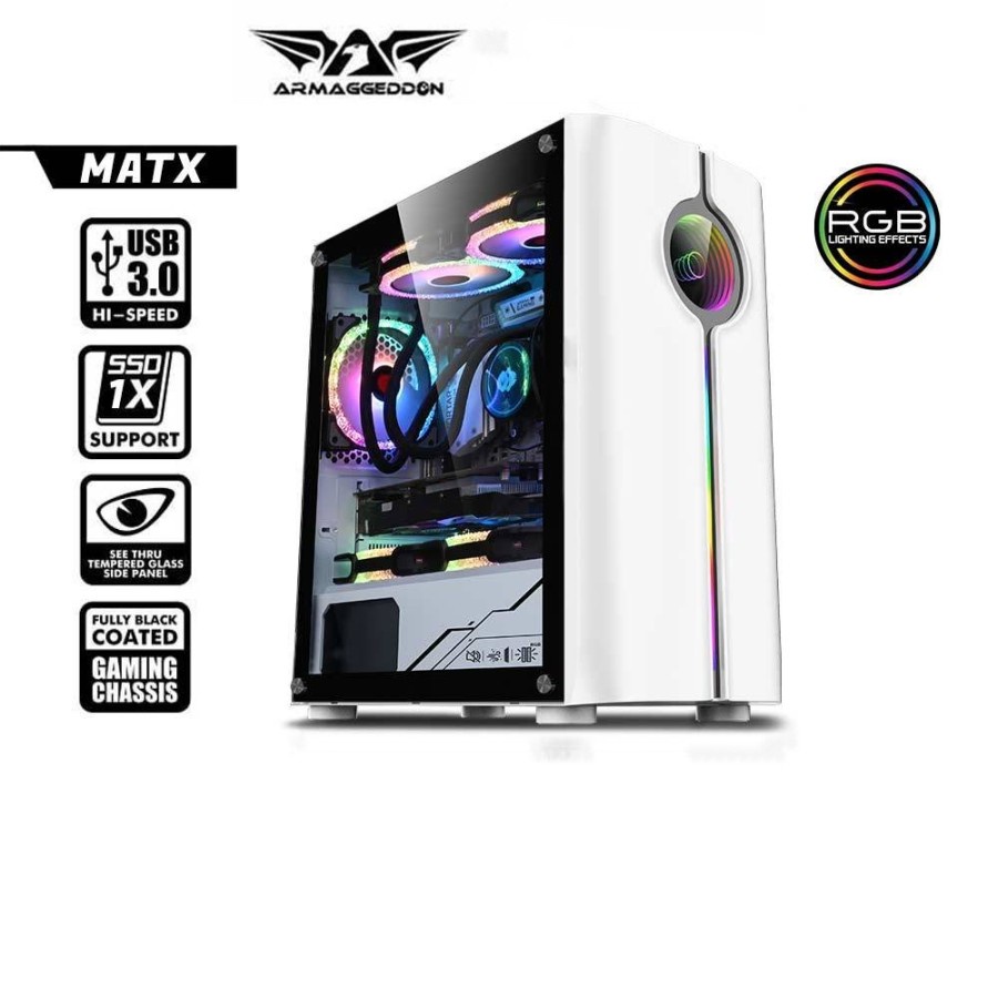 Casing PC Armageddon TRON HOLO 3 WHITE
