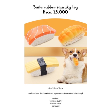 Sushi rubber squeaky toy