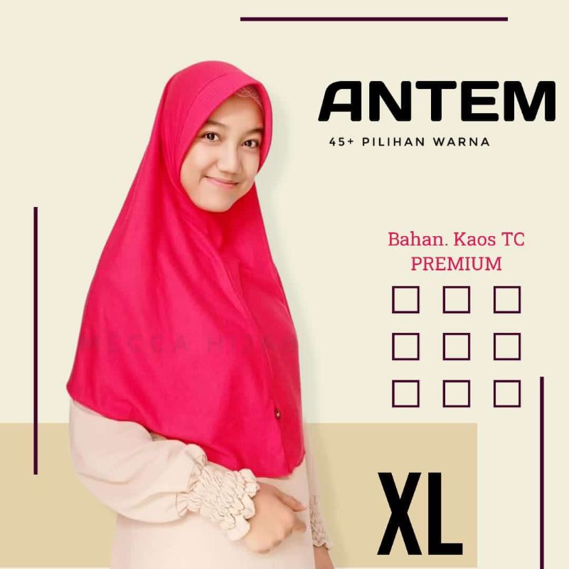 Jilbab Instan Kaos Pet Antem Size XL[40WARNA]
