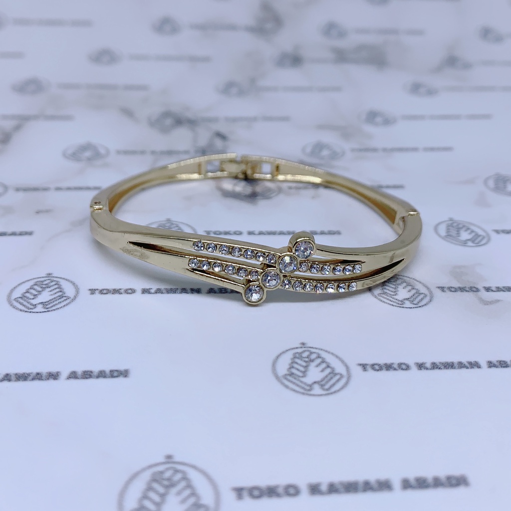 Gelang Tangan Rhodium Gold Perhiasan Fashion Wanita Dewasa Model Ring Permata *21