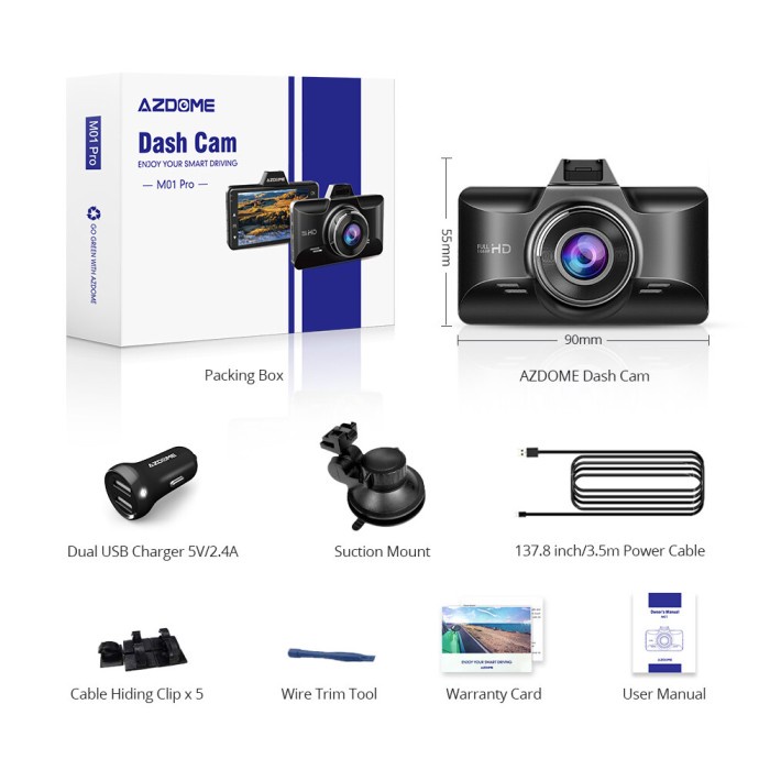 {BEKAS} Azdome Dash Cam Dash Camera Mobil 1080P DashCam - Front Diskon