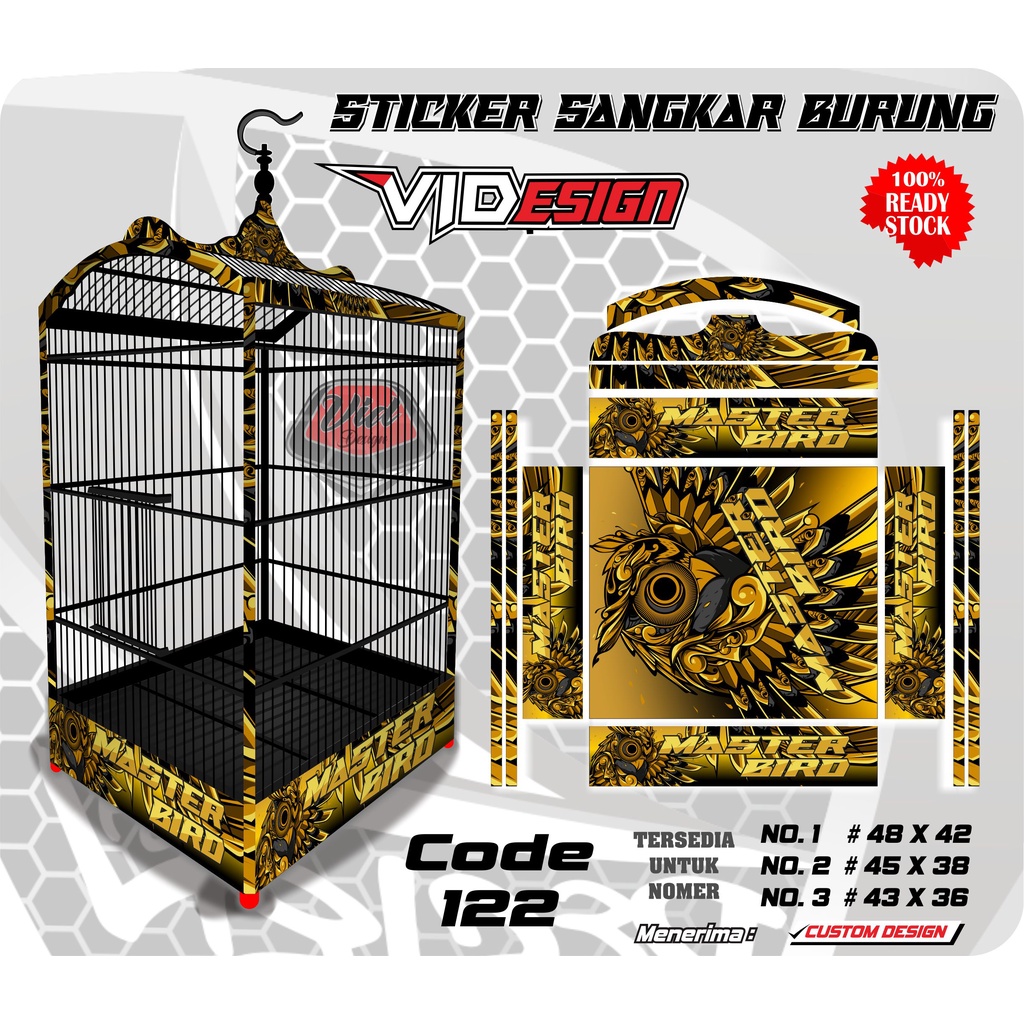 STIKER DECAL SANGKAR KOTAK KANDANG KACER KENARI NO 1 2 3