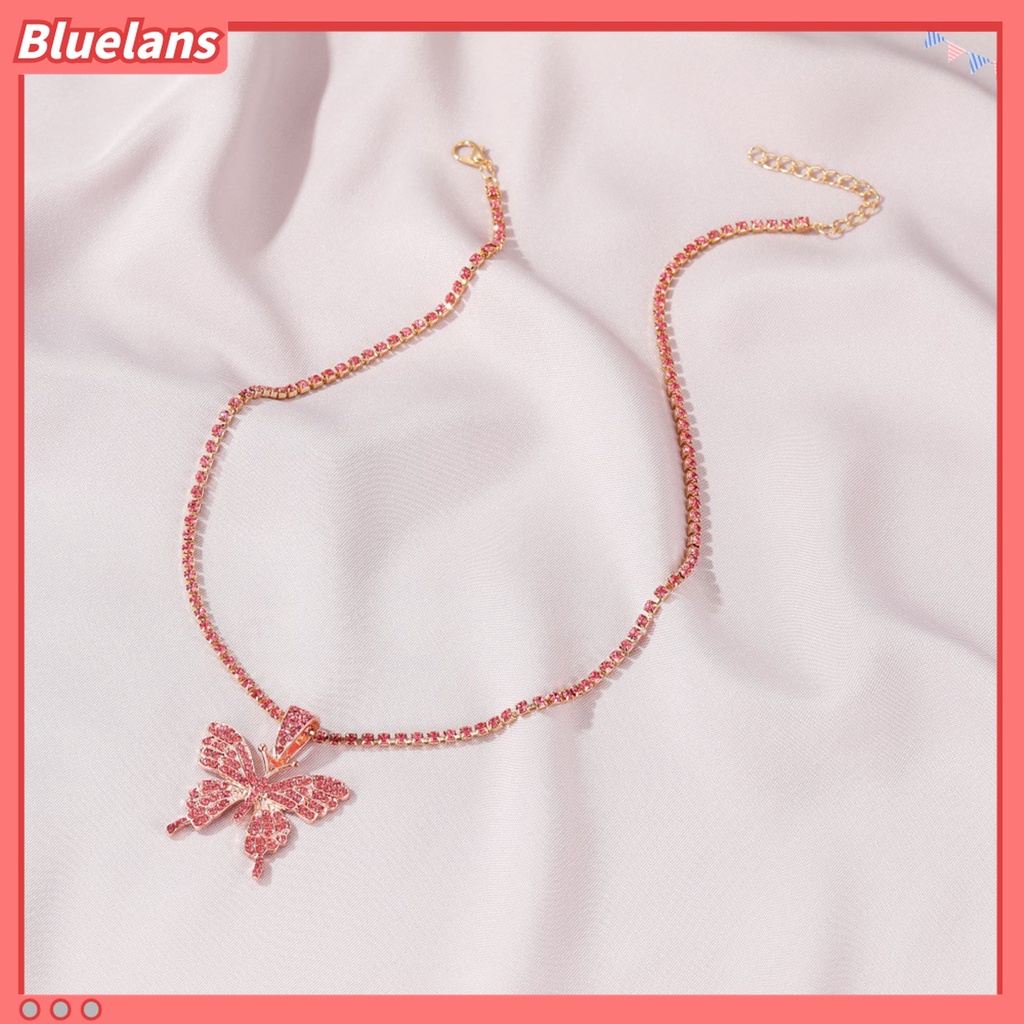 Kalung Choker Dengan Liontin Butterfly Aksen Berlian Imitasi Untuk Wanita