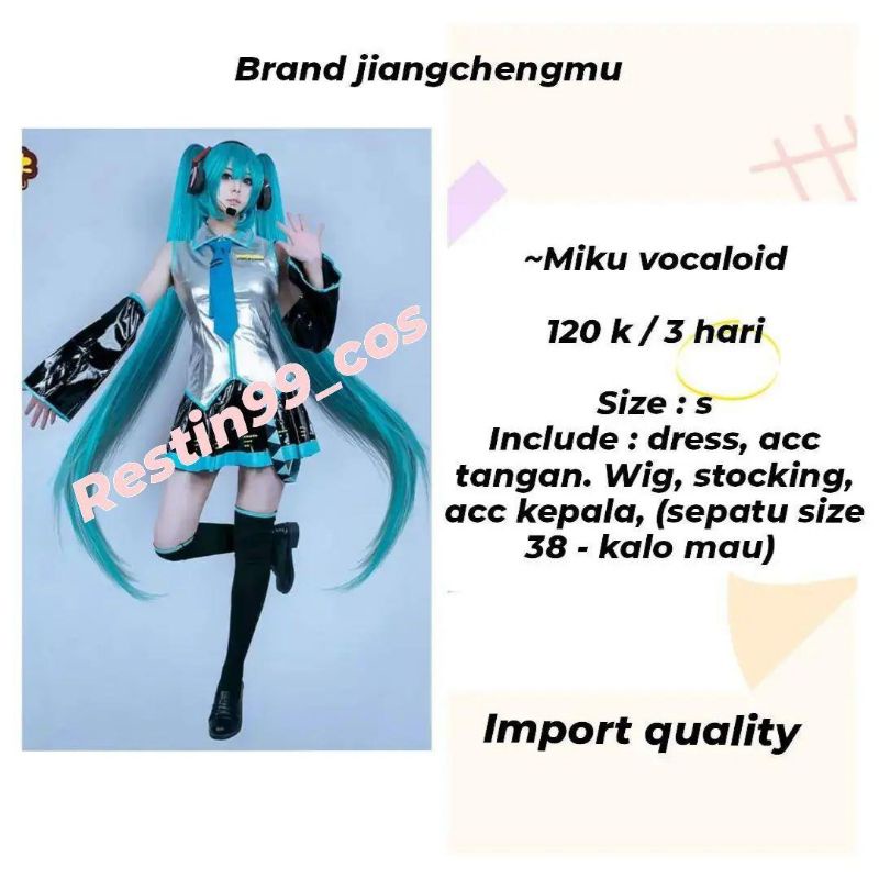 rental costum cosplay hatsune miku size s