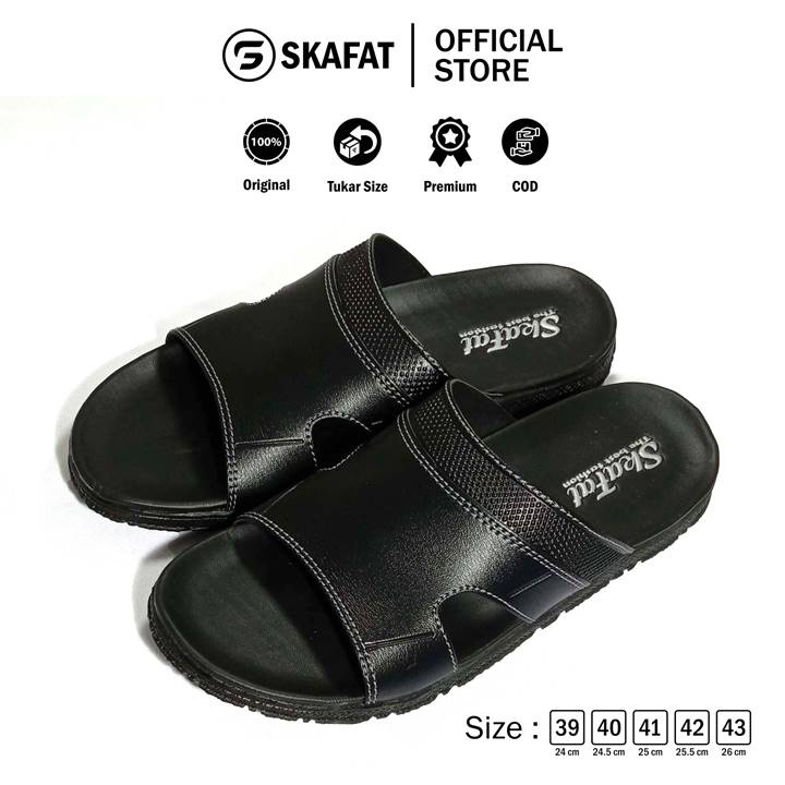 SKAFAT PROMO  BIG SALE Sandal Slide Impor Kulit Asli Trending Sendal Pria