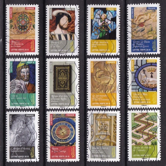 0776 Perangko Prancis 2014 Renaissance Art 12v Used