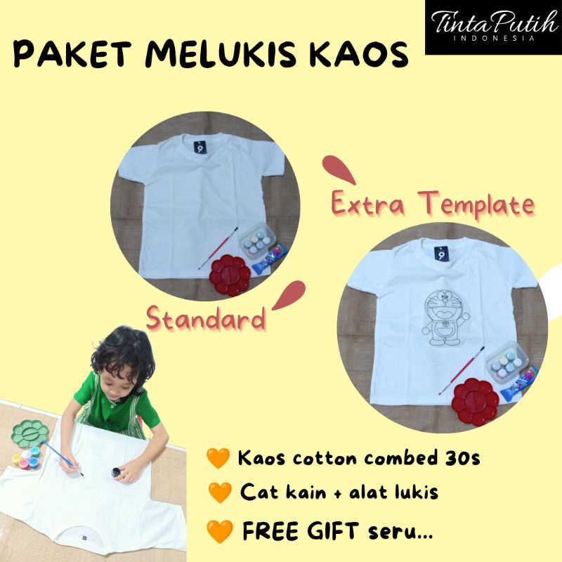 DIY T-Shirt Painting Kit / Paket Melukis Kaos / Kaos Lukis / Kado Souvenir ulang tahun