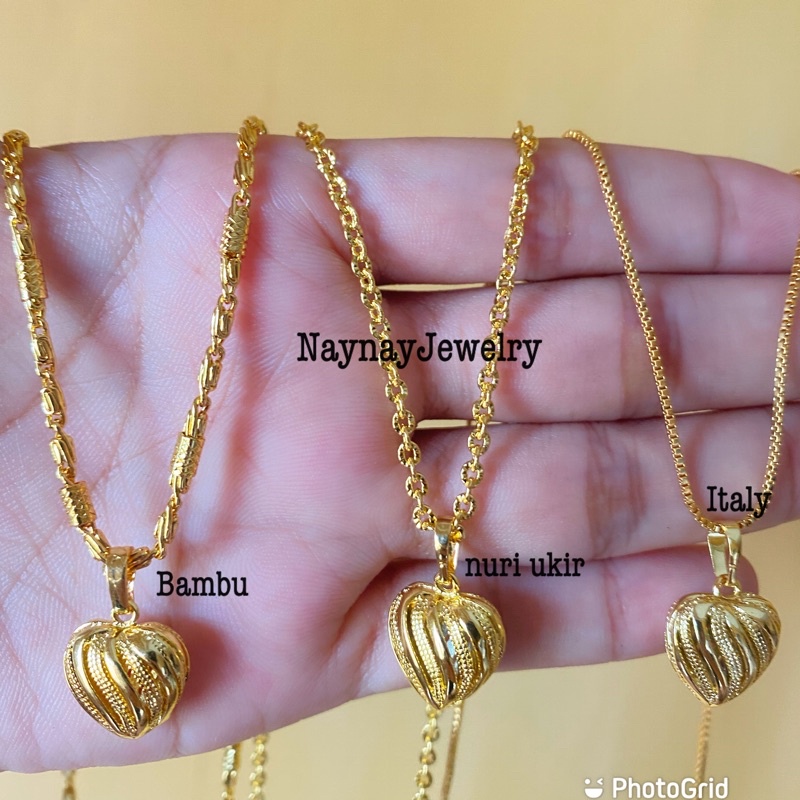 Kalung koin 91 warna 24k / Liontin love garis