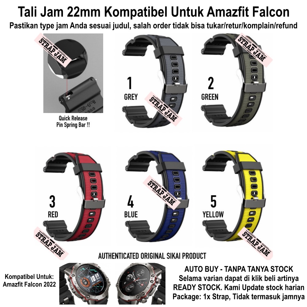 Sikai Attitude Strap Amazfit Falcon 2022 - Tali Jam Tangan 22mm Rubber Premium