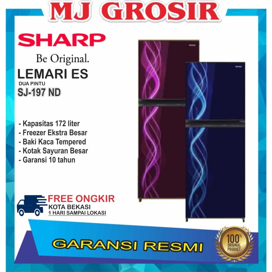 KULKAS SHARP SJ 197 ND LEMARI ES 2 PINTU SJ197ND SJ 197ND KIREI SERIES