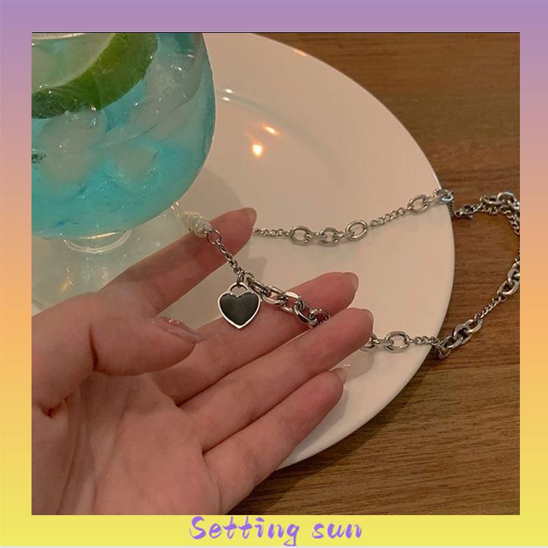 Kalung Jahitan Mutiara Tiruan Cinta Perempuan Manis Keren Aksesoris Mewah Cahaya Serba Cocok TN