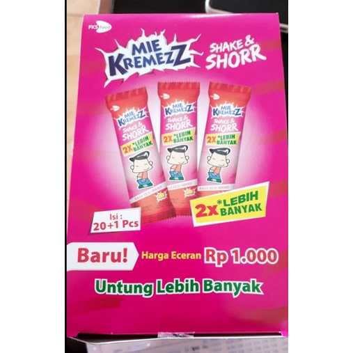 Mie shake &amp; shorr Box 378 gr isi 24pcs(ecer 500) dan isi 20pcs (ecer 1000)