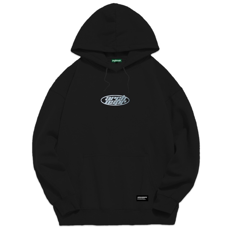 Pullover Hoodie Arghinspire Katun Fleece Hitam - Chrome