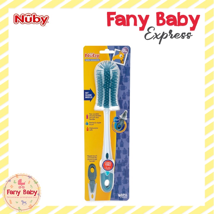 NUBY SILICONE BOTTLE &amp; NIPPLE BRUSH WITH STAND