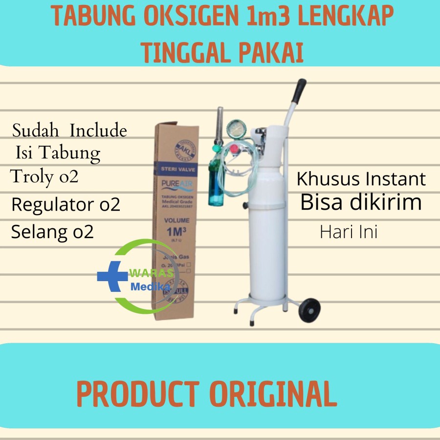 Jual Tabung Oksigen 1m3 Isi Oksigen Plus Regulatortrolly Shopee Indonesia 