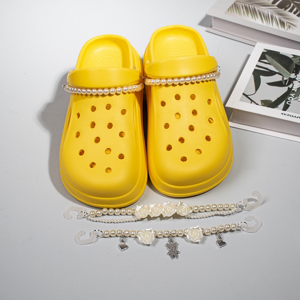 2pcs Rantai Mutiara Croc Untuk Dekorasi Sepatu DIY#Sepatu Sneakers Tanpa Tali Untuk Pria