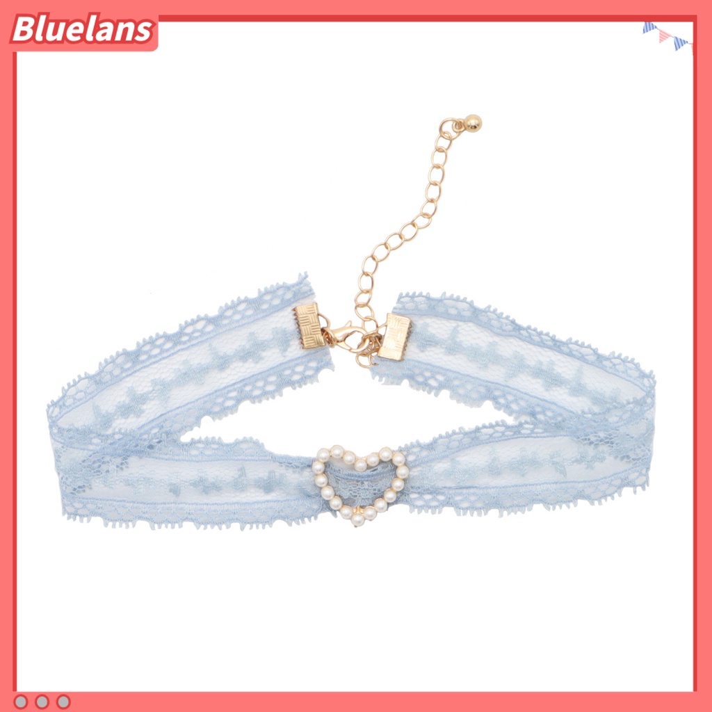 Bluelans Female Fashionable Necklace Fairy Lace Faux Pearl Choker Clavicle Chain Jewelry