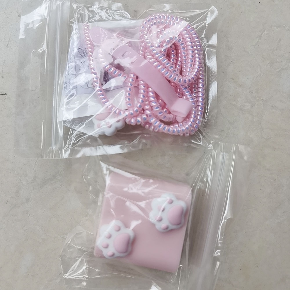 1 Set Pelindung Kabel Data Power Charger 18W 20W Bentuk Telapak Kaki Kucing Pink Untuk IPhone