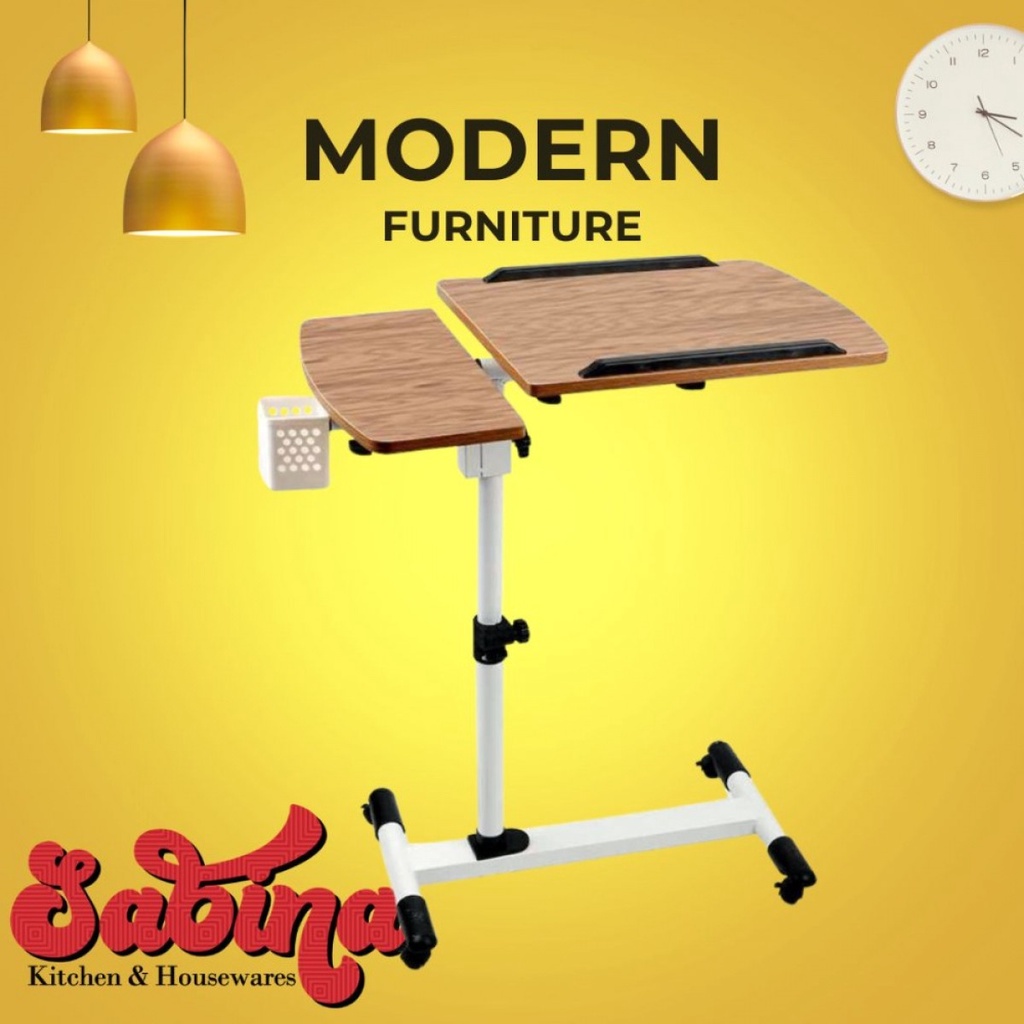 Meja Kerja Laptop Minimalis Roda Rotate Standing Desk Telescopic