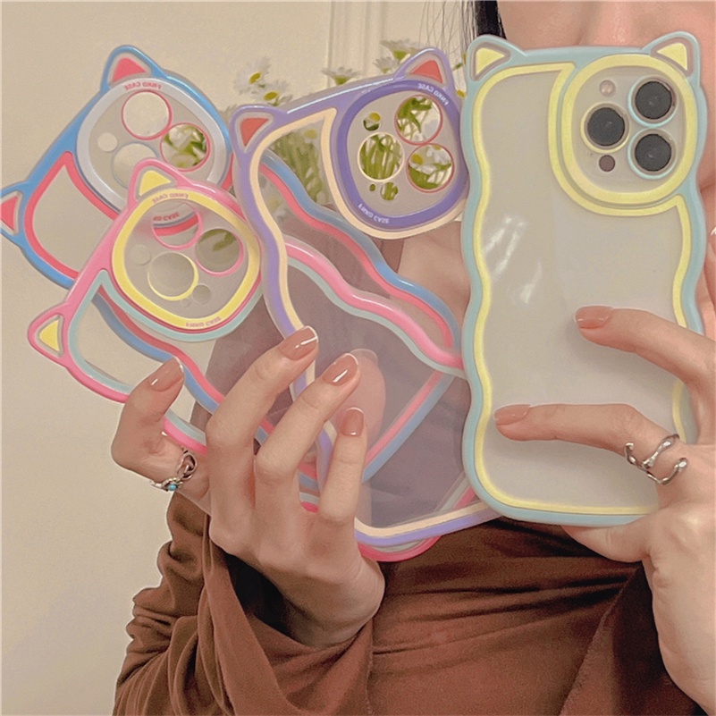 Soft Case Pelindung Bahan Silikon Transparan Gaya Korea Untuk iPhone 14 13 12 11 Pro Max X Xr Xs Max 8 7 Plus