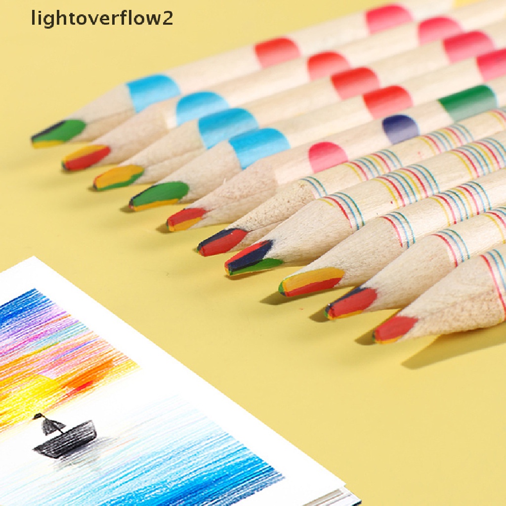 (lightoverflow2) 10pcs / lot Pensil Warna Kayu DIY Untuk Anak-Anak