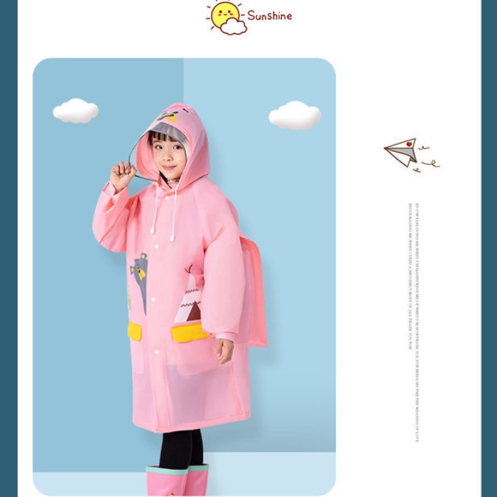 JAS HUJAN ANAK SEKOLAH CEWEK KOREA MANTEL PEREMPUAN RAINCOAT KIDS MOTIF PINK UNICORN USIA 3-12 TAHUN WD4