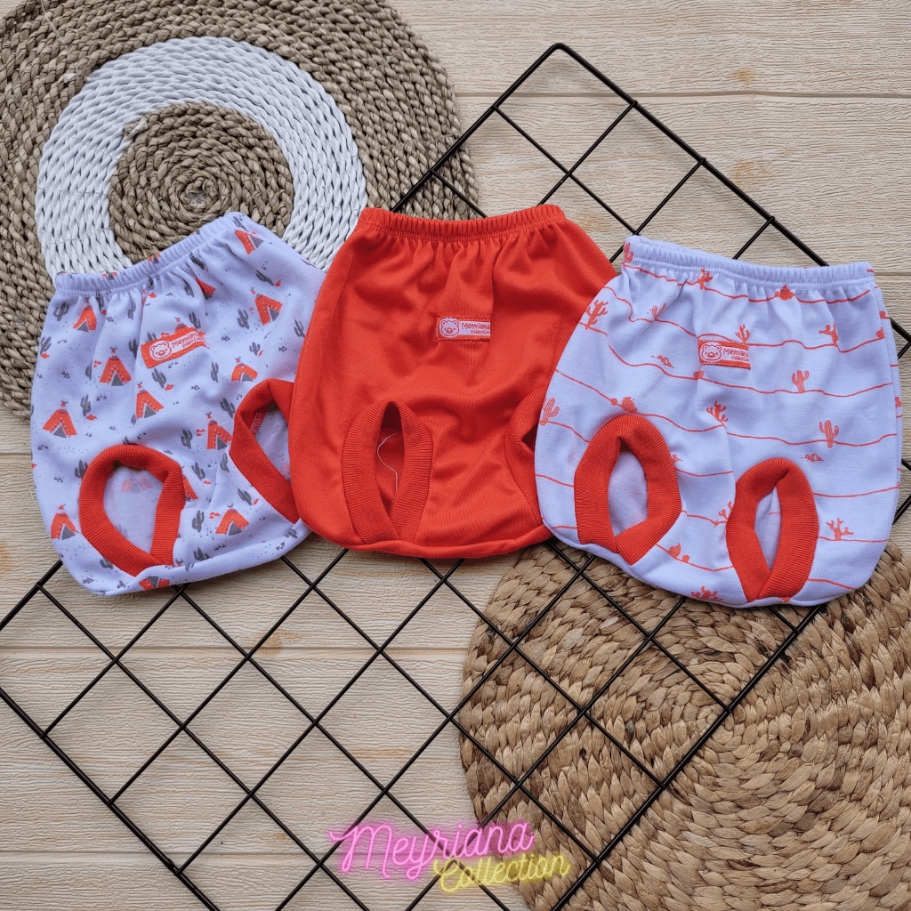 3 Pcs Celana Pop Bayi Baru Lahir Celana Kacamata Bayi Seri Orange Meyriana Collection